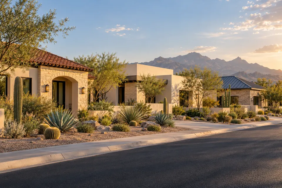 Generated illustration of residential roofs in Scottsdale.