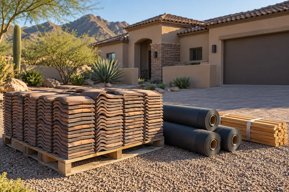 Generated illustration of materials beside a Scottsdale residential roof.